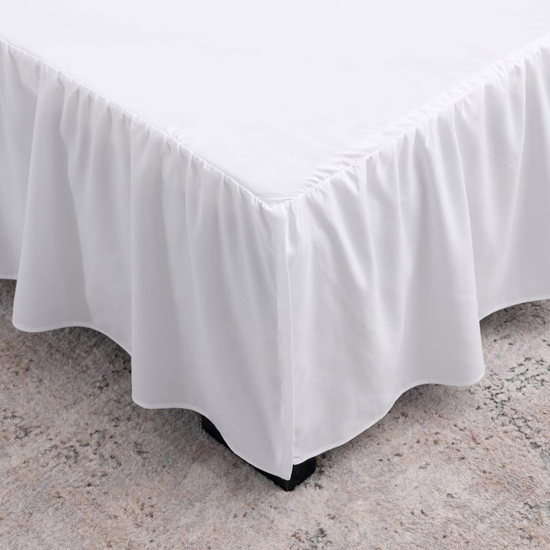TSUTOMI Bed Skirt King Size Ruffled Bed Skirt with Split Corners  14 Inch Drop Dust Ruffle Bed Skirts with Platform  Gathered Style  100% Microfiber  White - Image 4